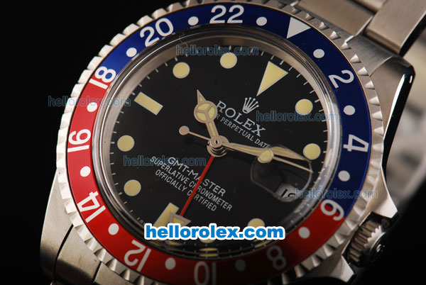 Rolex GMT-Master Swiss ETA 2836 Automatic Movement Full Steel with Blue/Red Bezel and Yellow Markers - Click Image to Close